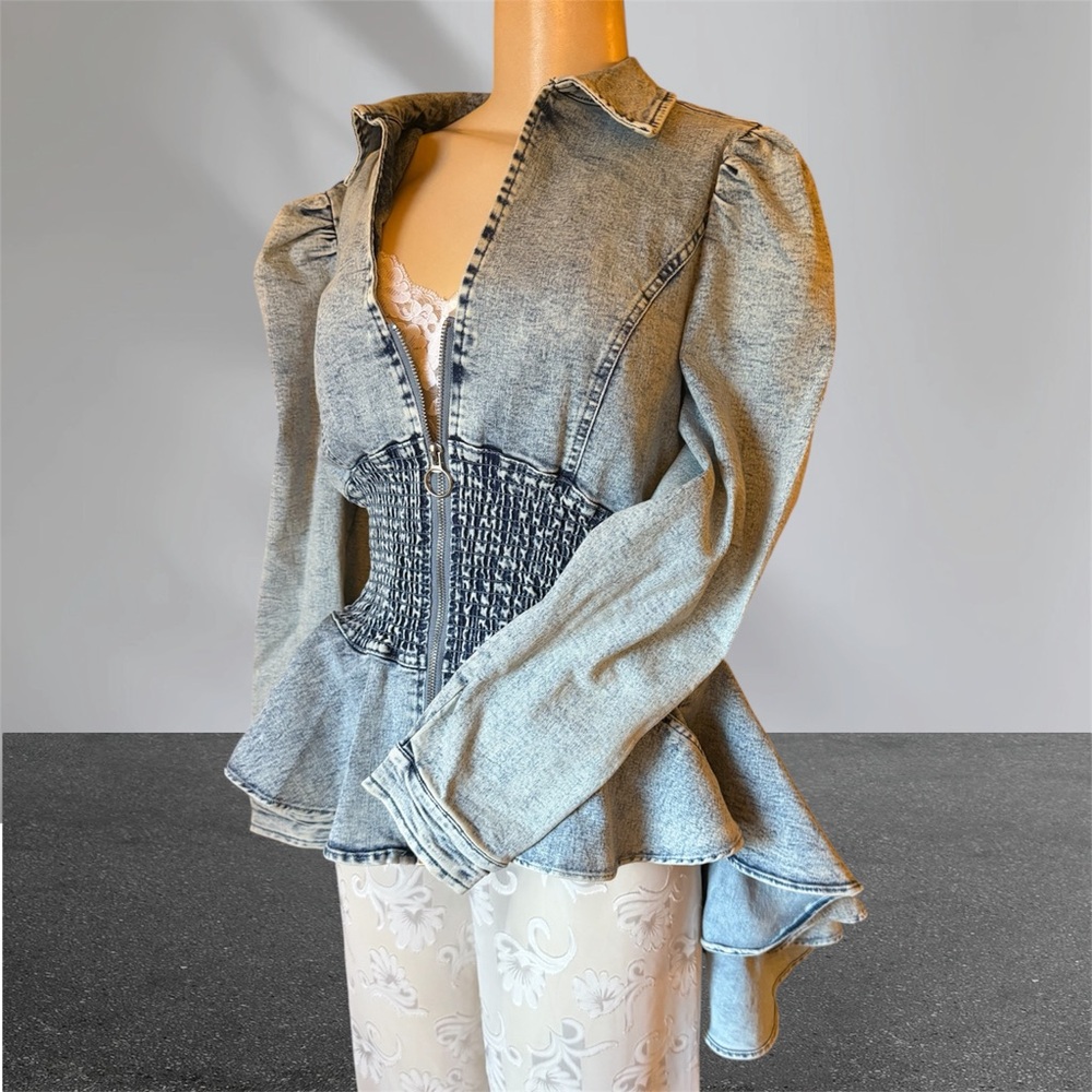 Victorian stretch denim steampunk tailcoat jacket size medium